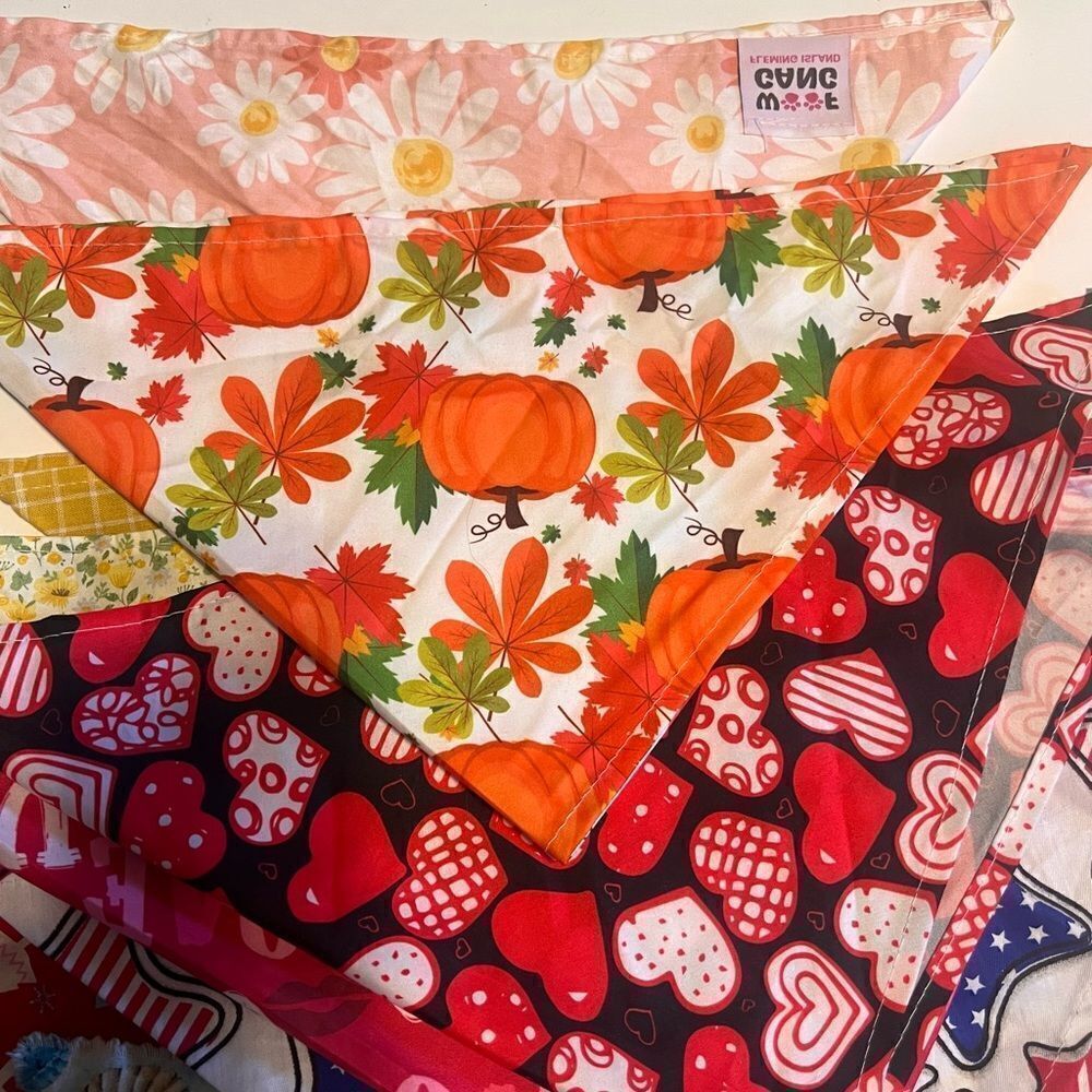 Small dog Colorful Patterned Bandanas Set of 12 - Picture 3 of 7